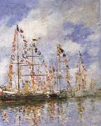 Eugene Boudin Sailing Ships at Deauville oil painting